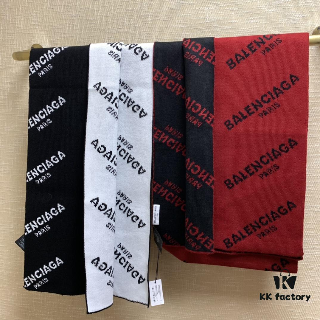 Balenciaga, synonymous with fashion and youth, perfect black and white combination, a must-have for trendsetters! 100% cashmere! Elegant logo jacquard! Soft and skin-friendly texture! New autumn/winter scarf (boutique style) 38:220 cm long scarf!