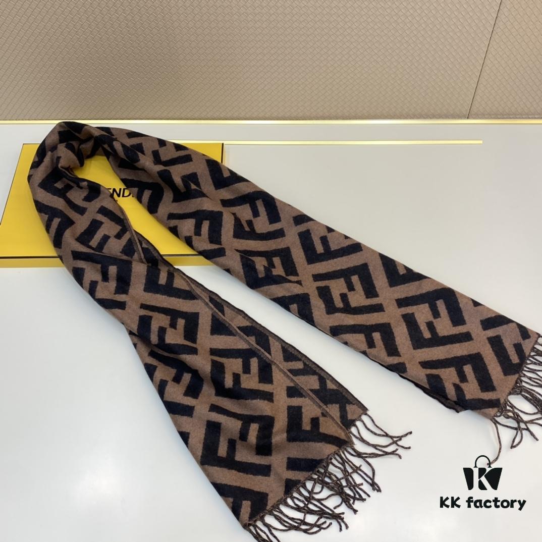 FENDI Large F Tassel Long Scarf 45*170cm 100% Cashmere
