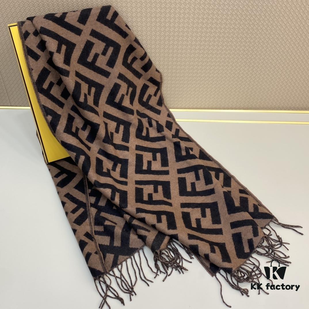 FENDI Large F Tassel Long Scarf 45*170cm 100% Cashmere