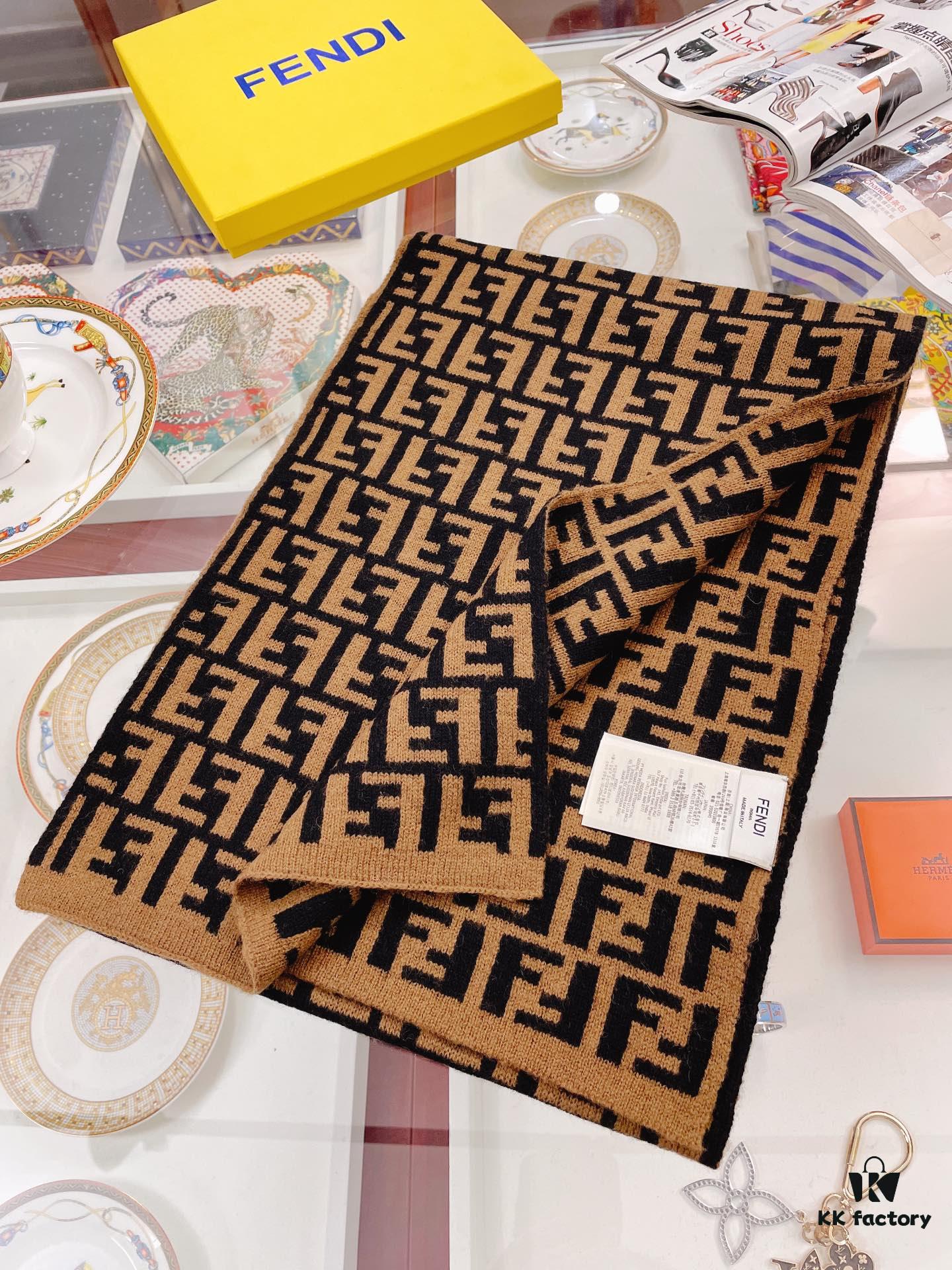 Fendi Men's Cashmere Scarf, Classic Design, Soft and Elegant, Limited Stock Available