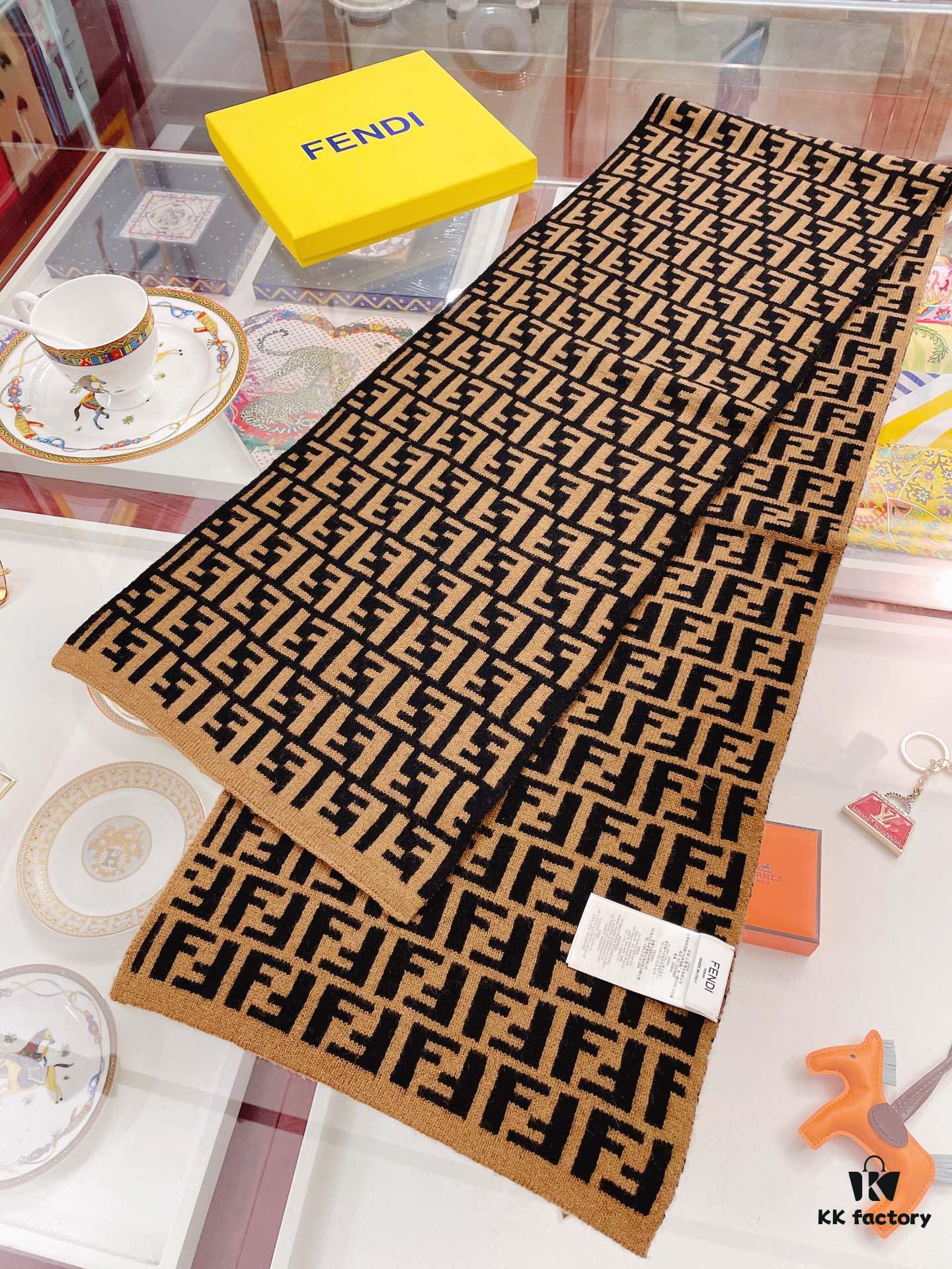 Fendi Men's Cashmere Scarf, Classic Design, Soft and Elegant, Limited Stock Available