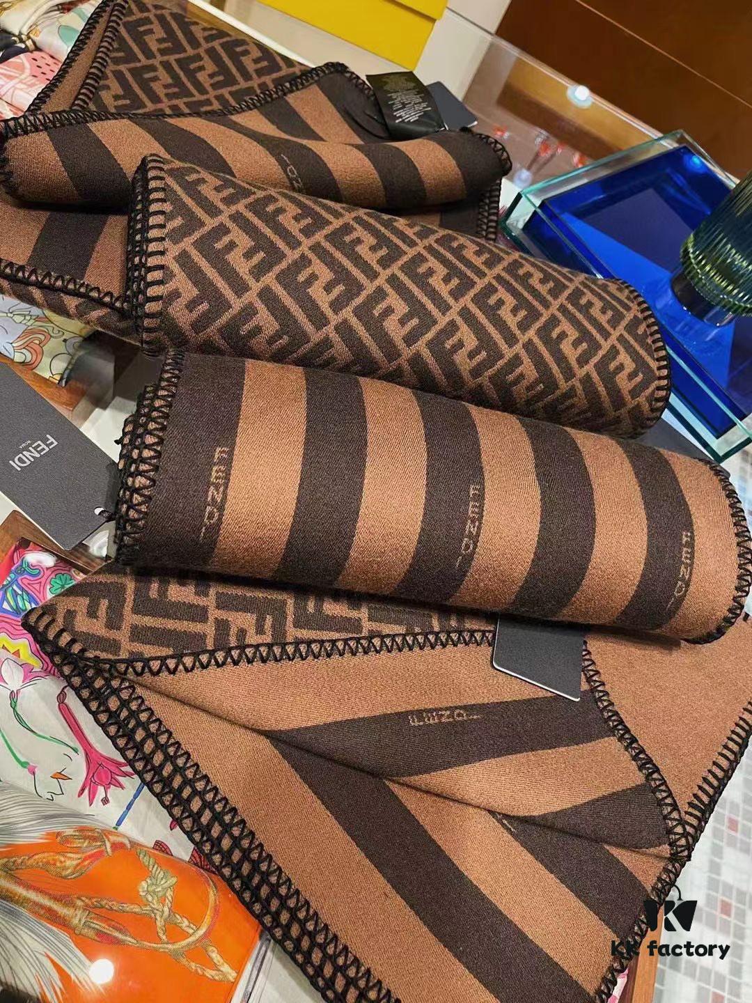 Fendi High-End New Arrival, Double-Sided Design Luxury Wool Silk Scarf