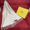 New Color Fendi Large Fringe Logo Double-Sided Cashmere Scarf FF Monogram in Perfect Autumn-Winter Hue