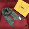 In Stock FENDI Ultra Soft and Smooth Green Shawl/Scarf, Dual-Sided Wear, 140*140cm, 30% Silk 70% Wool, Embossed FF Pattern