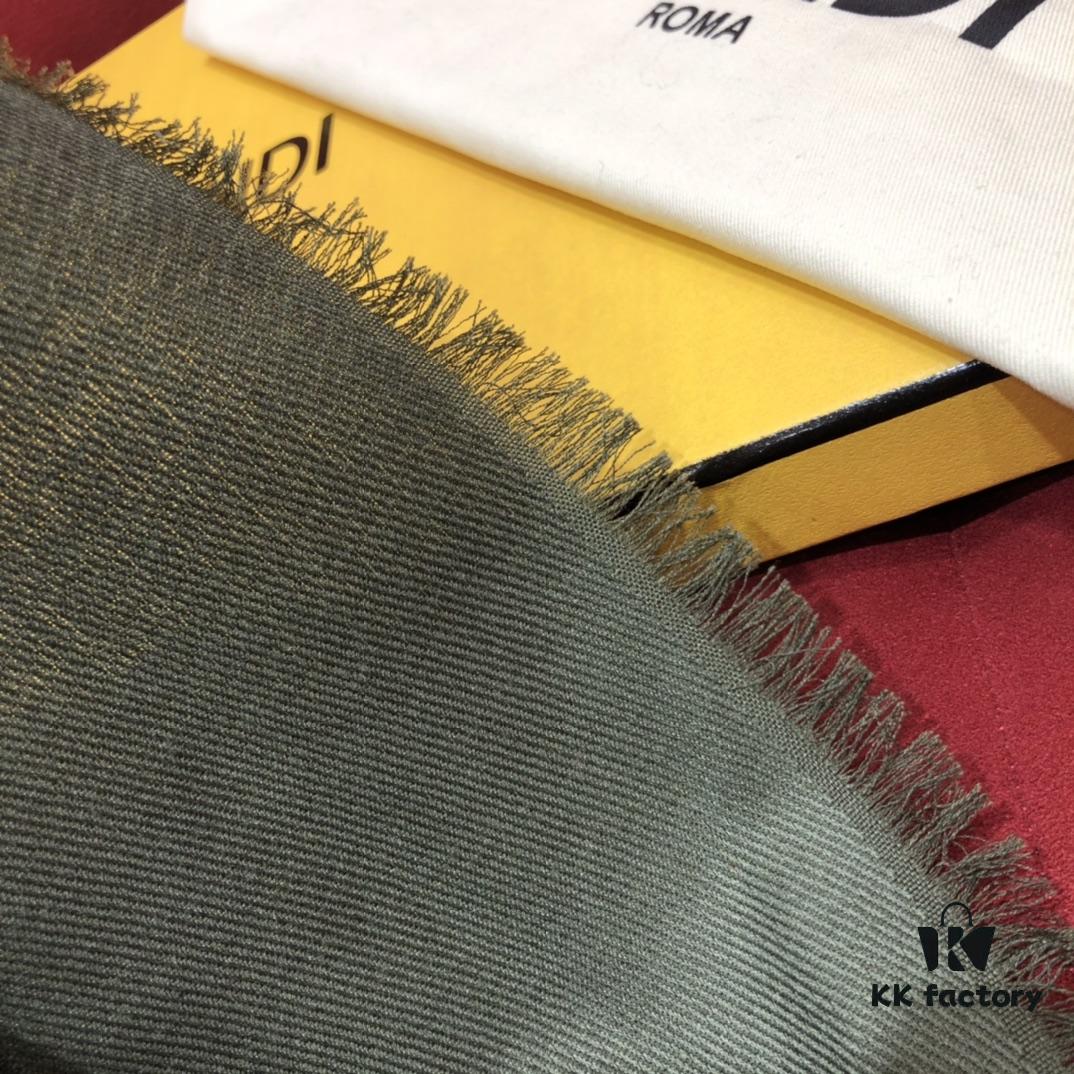 In Stock FENDI Ultra Soft and Smooth Green Shawl/Scarf, Dual-Sided Wear, 140*140cm, 30% Silk 70% Wool, Embossed FF Pattern