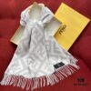 In Stock & Ready to Ship - Fendi Large Fringe Logo Double-Sided Cashmere Scarf, FF Monogram in Perfect Autumn-Winter Hue, 100% Premium Cashmere, Ultra Warm and Exceptionally Soft, 170×45cm