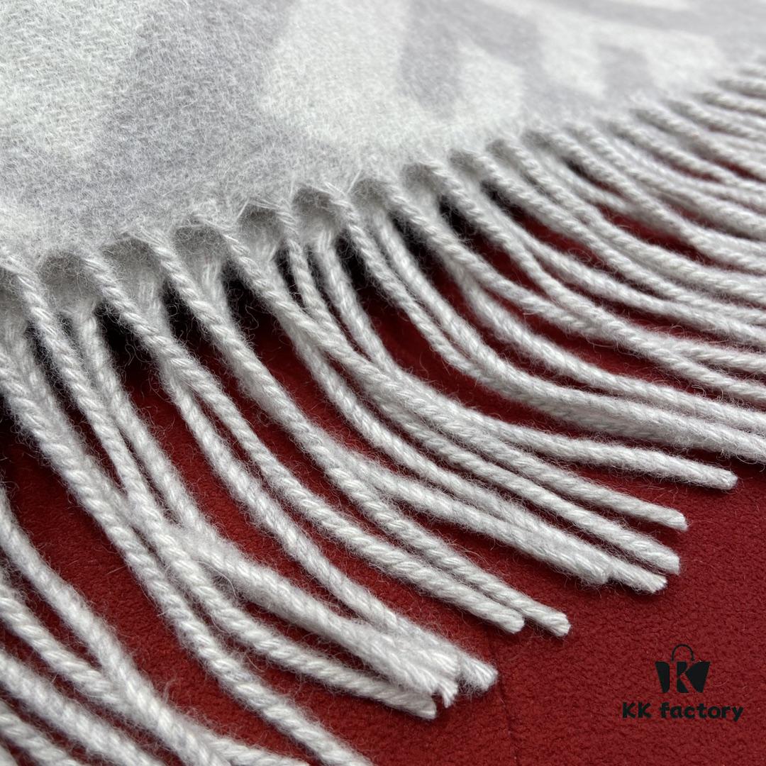 In Stock & Ready to Ship - Fendi Large Fringe Logo Double-Sided Cashmere Scarf, FF Monogram in Perfect Autumn-Winter Hue, 100% Premium Cashmere, Ultra Warm and Exceptionally Soft, 170×45cm
