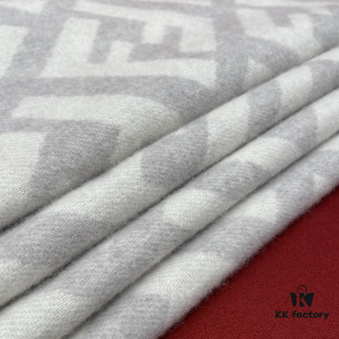 In Stock & Ready to Ship - Fendi Large Fringe Logo Double-Sided Cashmere Scarf, FF Monogram in Perfect Autumn-Winter Hue, 100% Premium Cashmere, Ultra Warm and Exceptionally Soft, 170×45cm