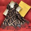 Fendi Large Fringe Logo Double-Sided Cashmere Scarf, FF Monogram in Perfect Autumn-Winter Hue