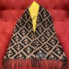 Fendi Large Fringe Logo Double-Sided Cashmere Scarf, FF Monogram in Perfect Autumn-Winter Hue
