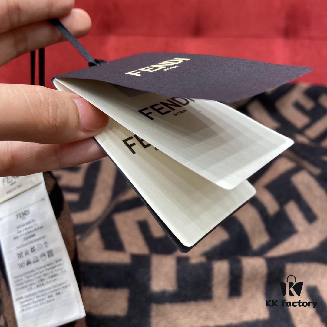 Fendi Large Fringe Logo Double-Sided Cashmere Scarf, FF Monogram in Perfect Autumn-Winter Hue