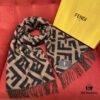 Fendi Large Fringe Logo Double-Sided Cashmere Scarf, FF Monogram in Perfect Autumn-Winter Hue