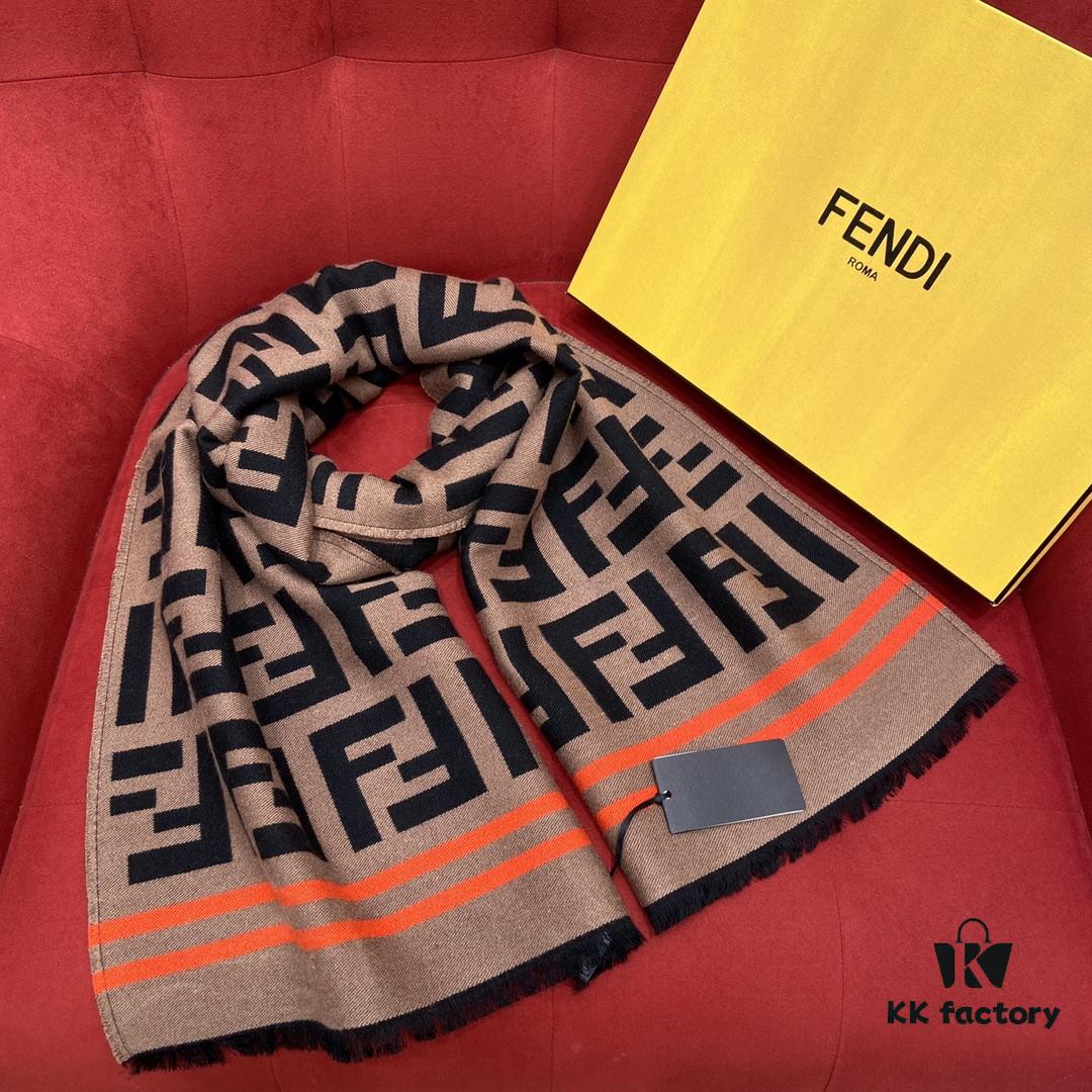 FENDI FF Monogram Classic Scarf with Orange Trim – The Legendary Scarf You Can't Buy Even with Money