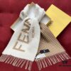 FENDI Autumn Winter New Checkered Double-Sided Fringe Scarf – Unisex Wear, Non-Irritating, Soft and Durable, 75% Wool 25% Cashmere, 30*180cm