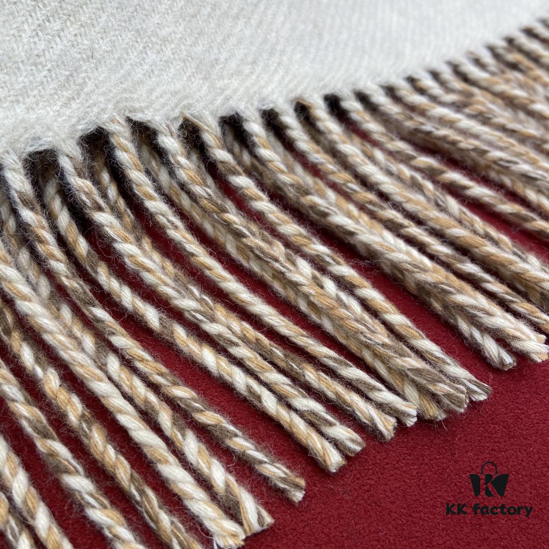 FENDI Autumn Winter New Checkered Double-Sided Fringe Scarf – Unisex Wear, Non-Irritating, Soft and Durable, 75% Wool 25% Cashmere, 30*180cm