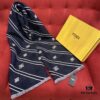FENDI Double-Sided Novelty Monogram Scarf Shawl - Beige and Navy Blue, 100% Wool, Soft and Warm, 70*180cm