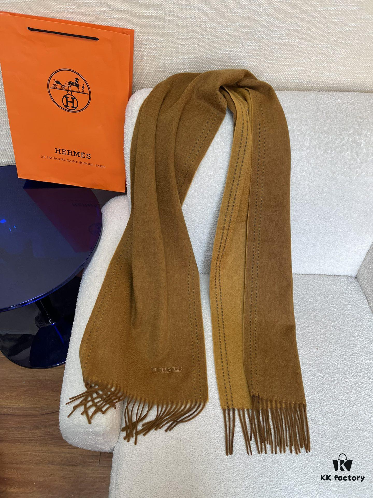 Hermès New Winter Unisex Double-Sided Cashmere Long Scarf