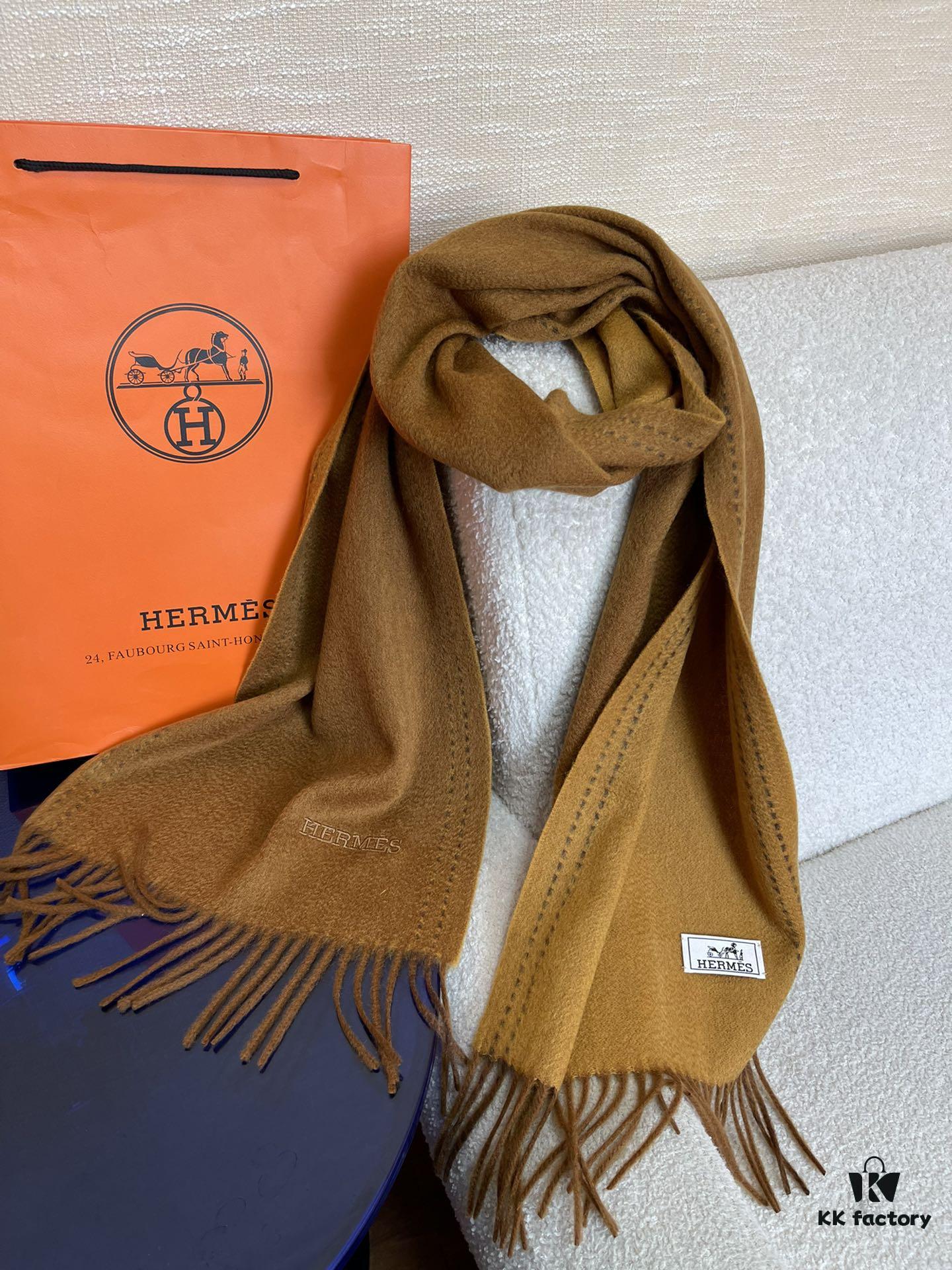 Hermès New Winter Unisex Double-Sided Cashmere Long Scarf