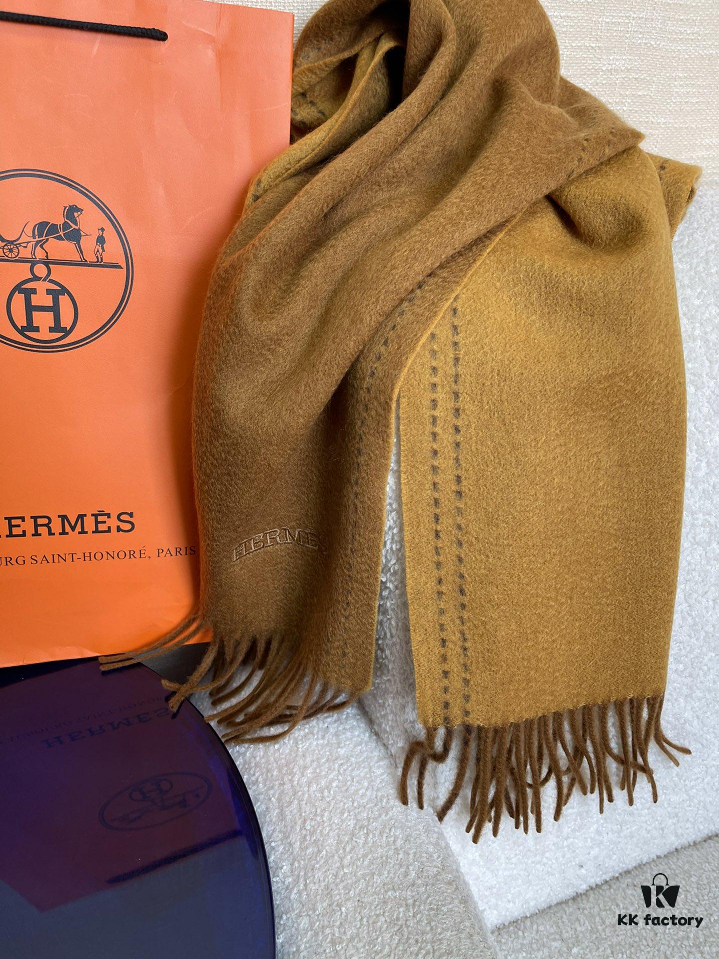 Hermès New Winter Unisex Double-Sided Cashmere Long Scarf