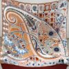 Hermes 100% Silk Cashmere Paisley Floral Scarf, 140x140cm