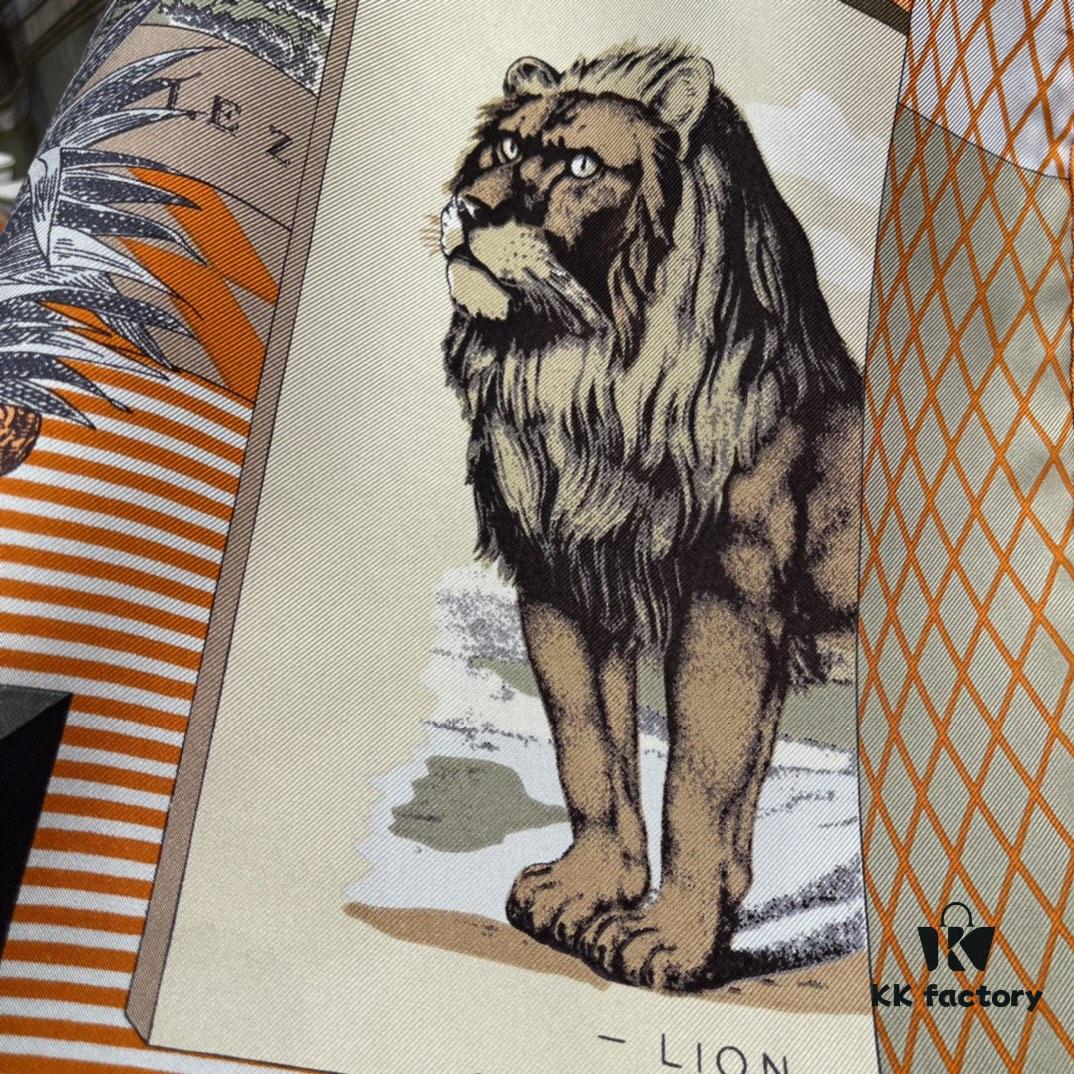 HERMES - New Opera House Design, Creative and Artistic Pattern Combining Wildlife and Geometric Elements with Whimsical Charm, 100% Mulberry Silk, 90*90 CM