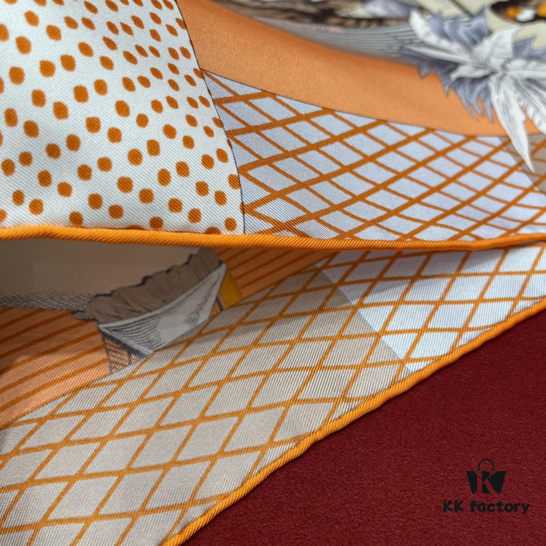 HERMES - New Opera House Design, Creative and Artistic Pattern Combining Wildlife and Geometric Elements with Whimsical Charm, 100% Mulberry Silk, 90*90 CM