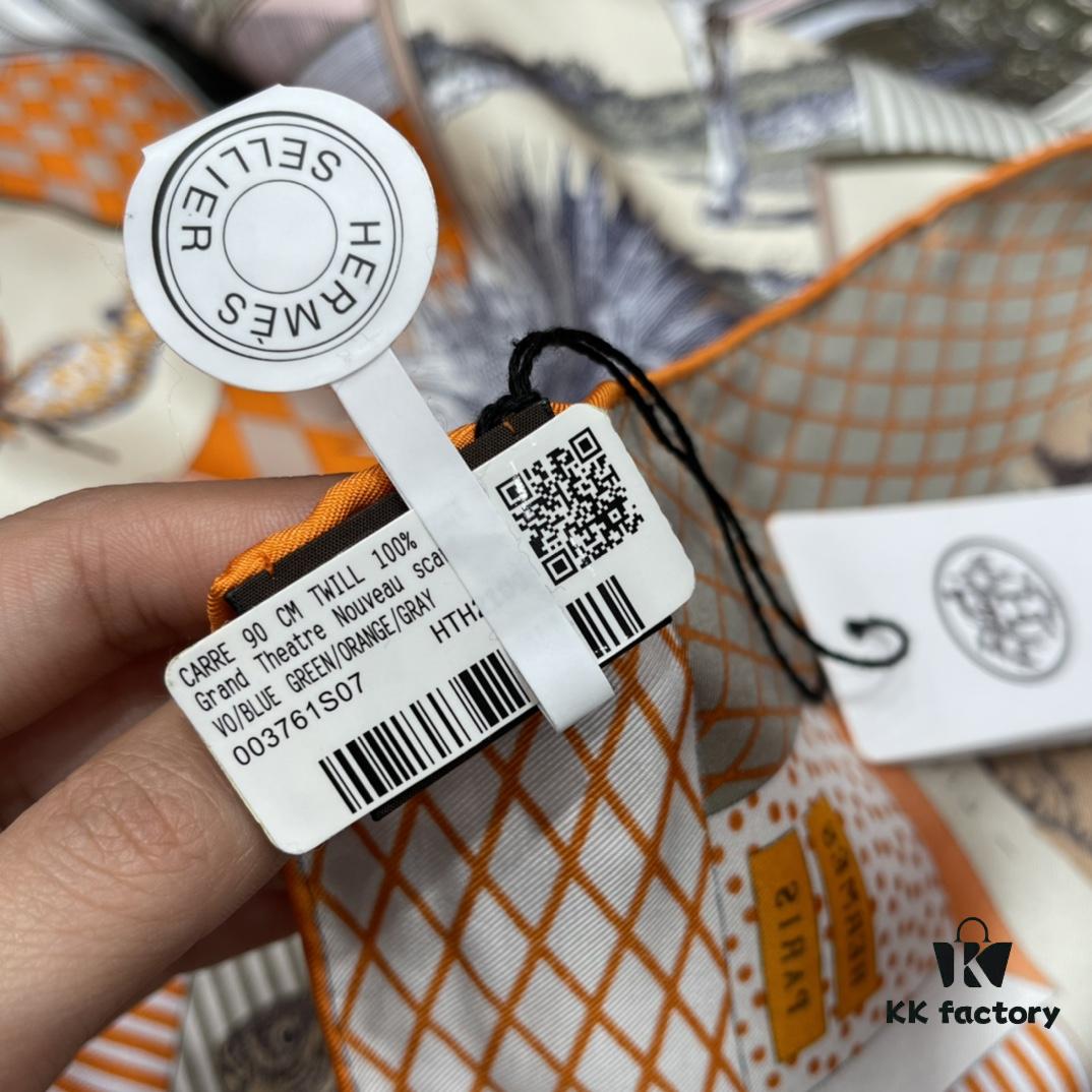 HERMES - New Opera House Design, Creative and Artistic Pattern Combining Wildlife and Geometric Elements with Whimsical Charm, 100% Mulberry Silk, 90*90 CM