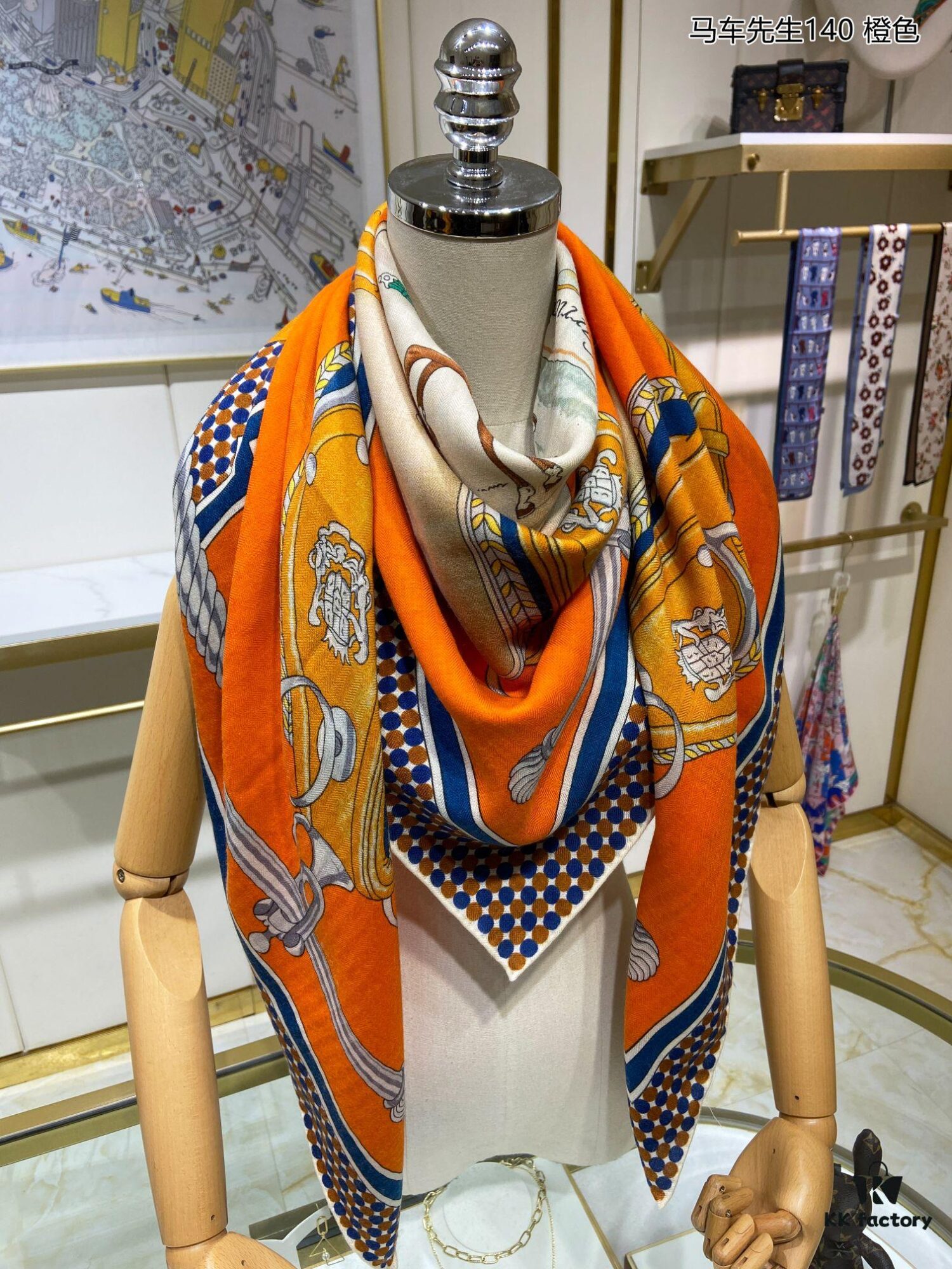 New Cashmere Scarf 👏👏 Everyone Who Buys Says It's Beautiful! Recommended 💕 [Mr. Carriage 140] Cashmere Square Scarf, Top-Tier Craftsmanship at an Incredible Value! Gift Like Hermès Counter Bestseller 🎁💟