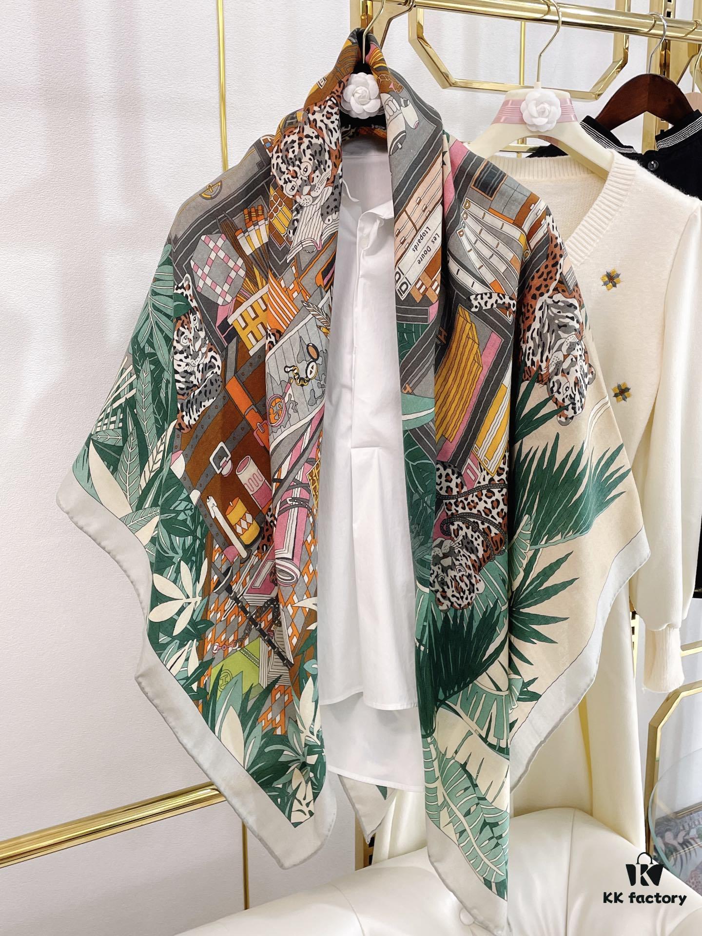 Hermes Counter Synchronized Luxury Cashmere Scarf 【Twelve Leopard Design🐆】Top Craftsmanship, Highly Recommended for Its Stunning Appearance and Exceptional Value