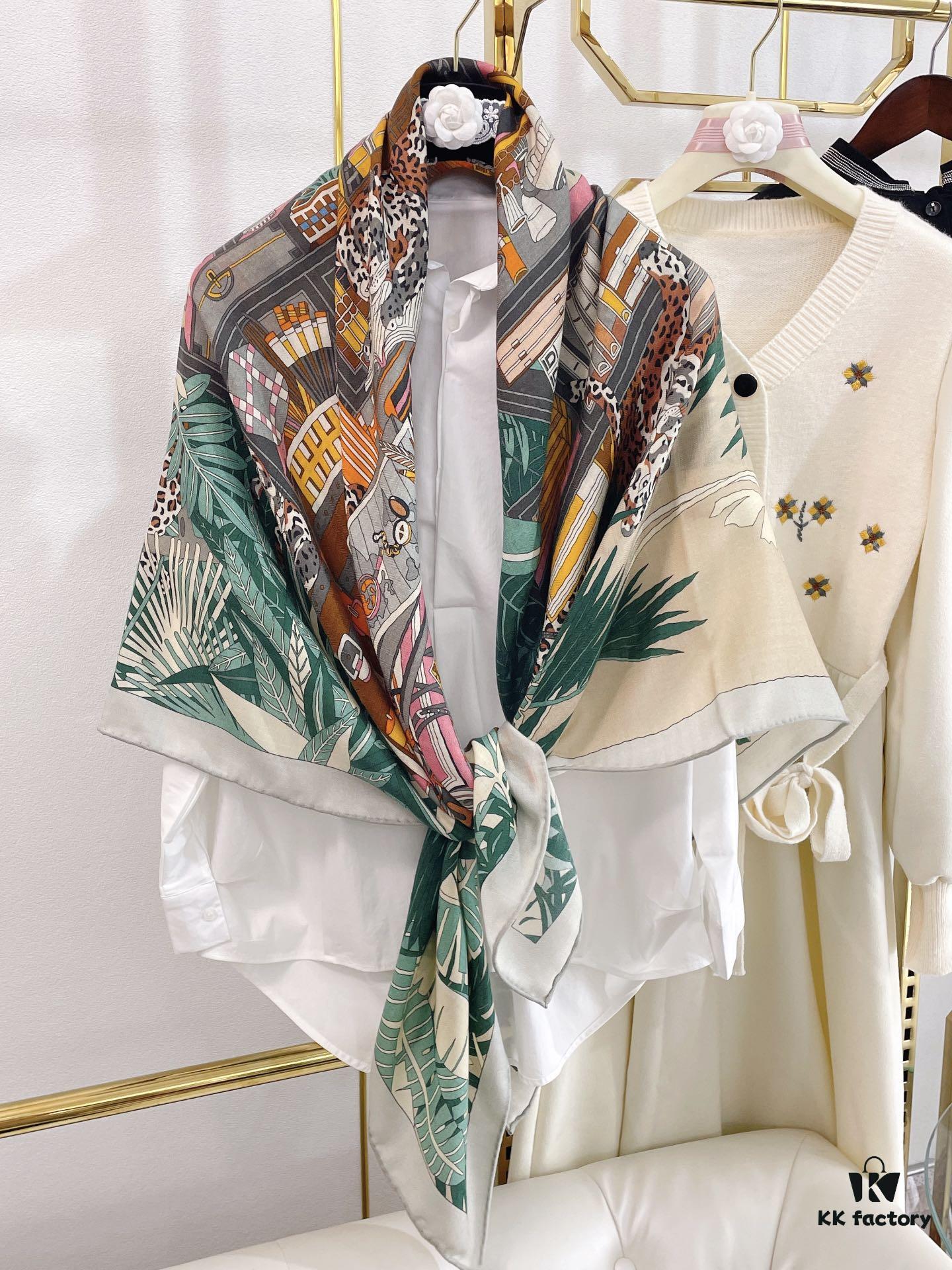 Hermes Counter Synchronized Luxury Cashmere Scarf 【Twelve Leopard Design🐆】Top Craftsmanship, Highly Recommended for Its Stunning Appearance and Exceptional Value