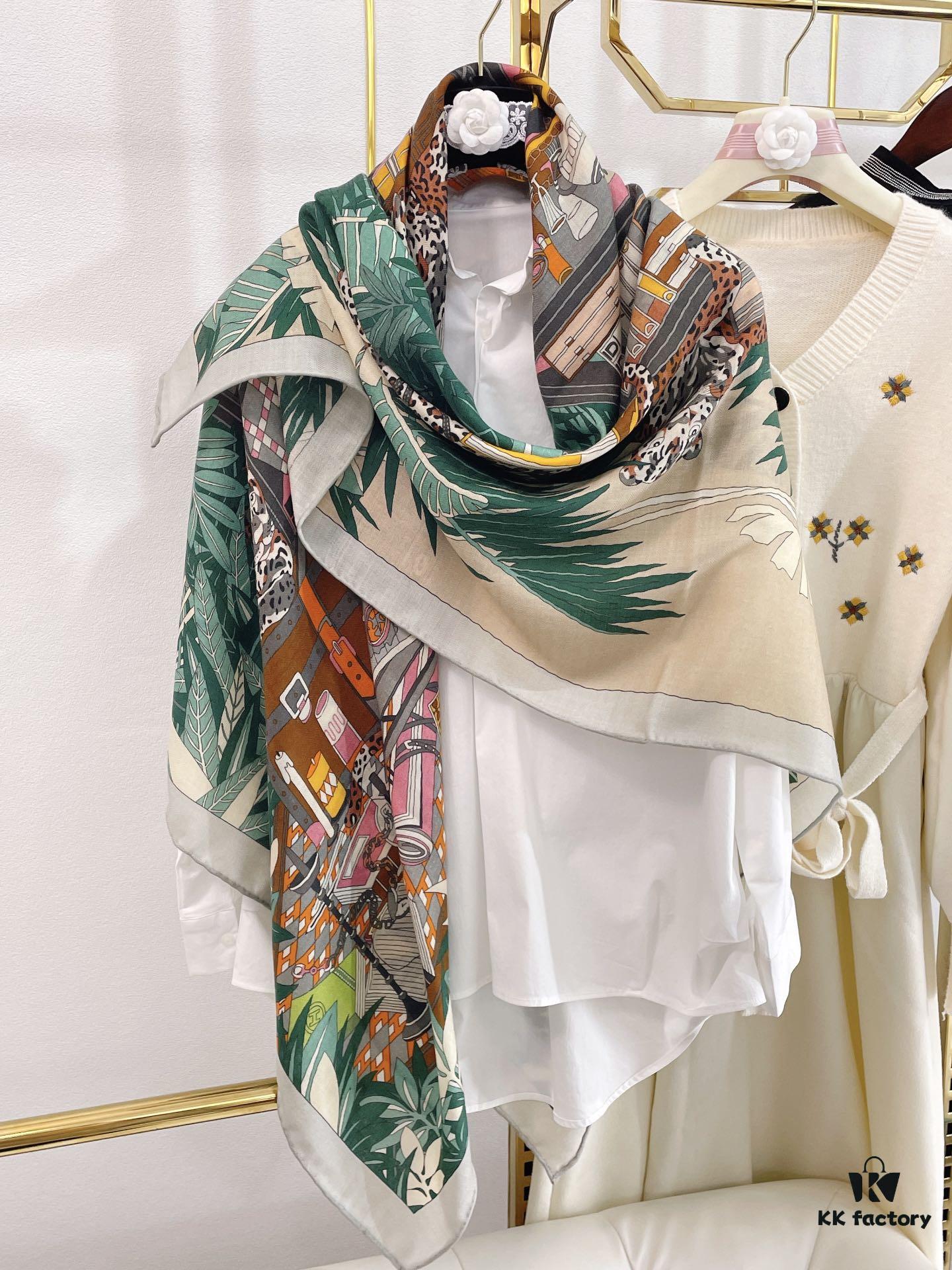 Hermes Counter Synchronized Luxury Cashmere Scarf 【Twelve Leopard Design🐆】Top Craftsmanship, Highly Recommended for Its Stunning Appearance and Exceptional Value