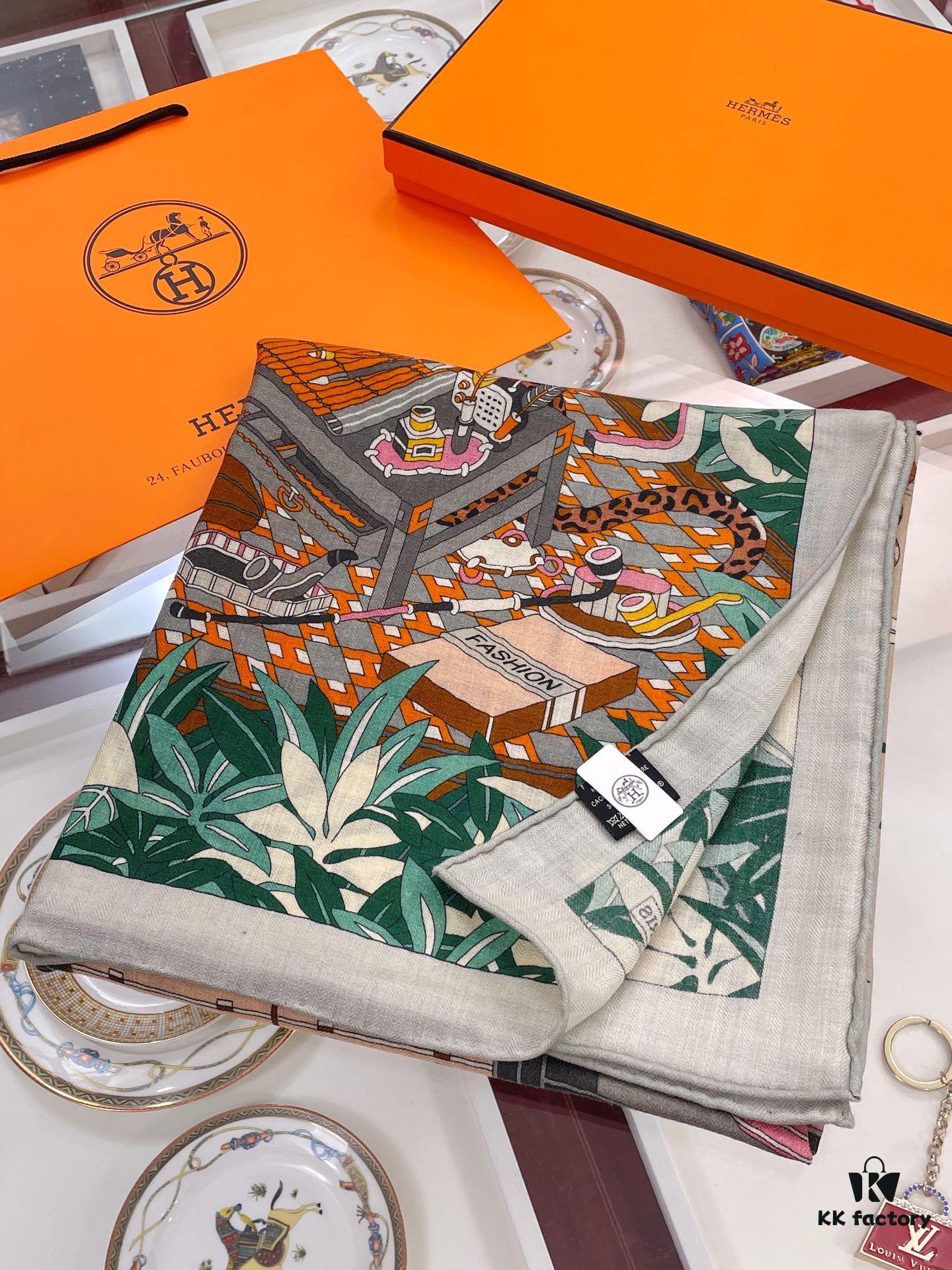 Hermes Counter Synchronized Luxury Cashmere Scarf 【Twelve Leopard Design🐆】Top Craftsmanship, Highly Recommended for Its Stunning Appearance and Exceptional Value