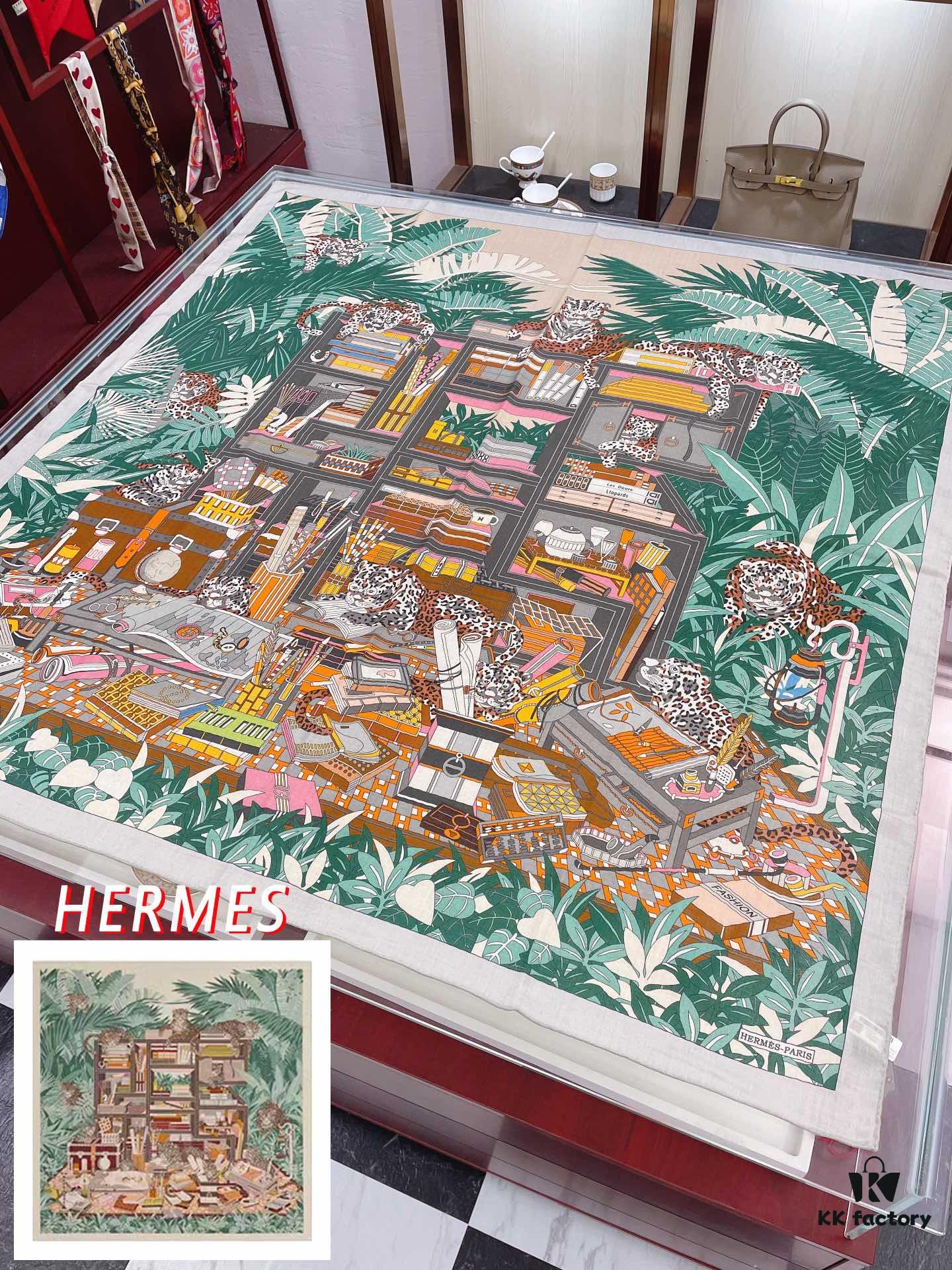 Hermes Counter Synchronized Luxury Cashmere Scarf 【Twelve Leopard Design🐆】Top Craftsmanship, Highly Recommended for Its Stunning Appearance and Exceptional Value
