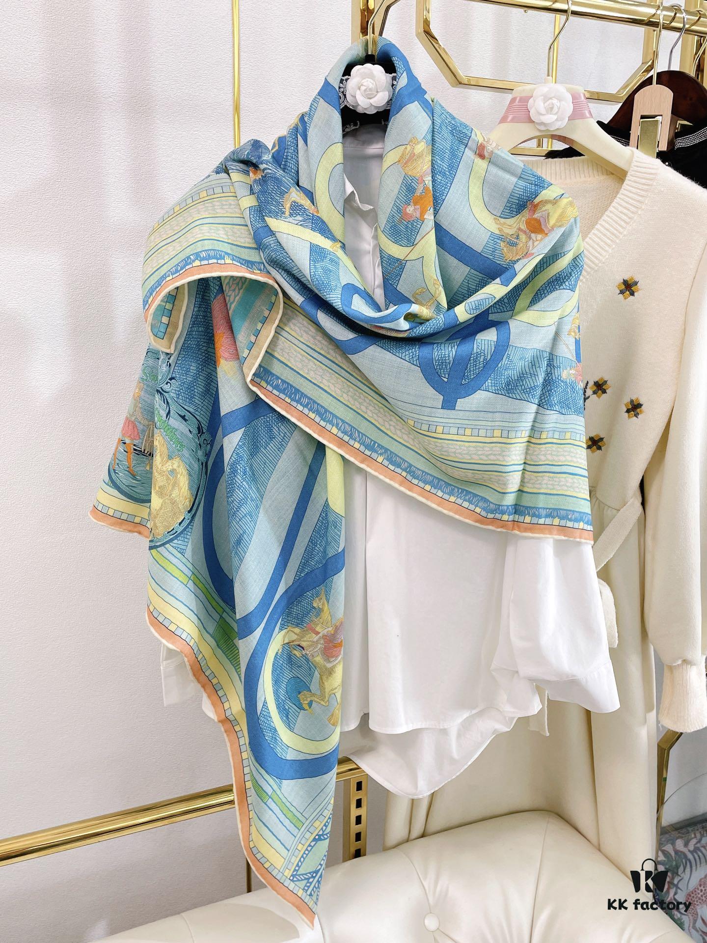 Double-Sided Two-Tone Cashmere Scarf 'You Hui Zhuan Bu and Snake Advance 140' - New Arrival
