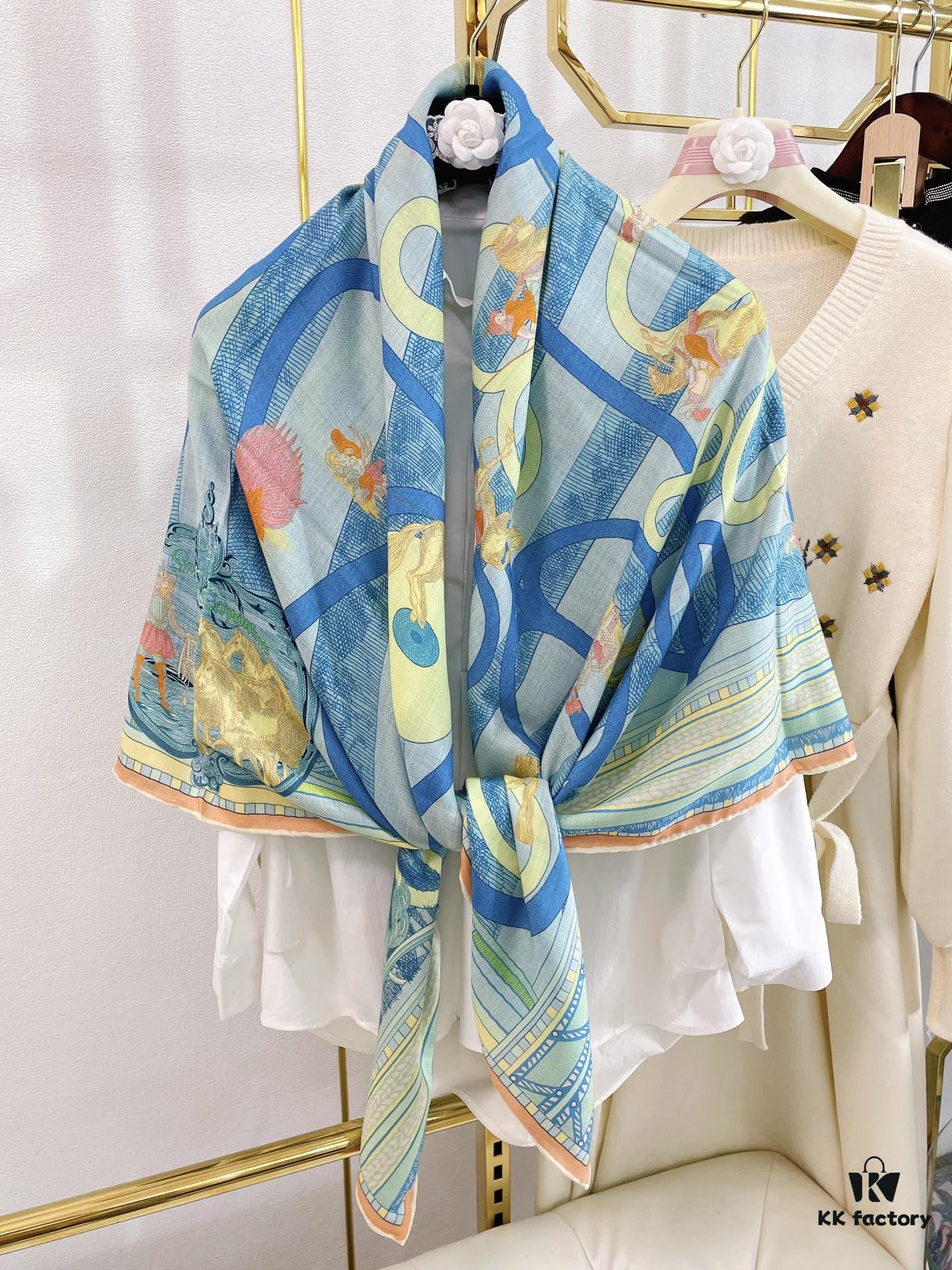 Double-Sided Two-Tone Cashmere Scarf 'You Hui Zhuan Bu and Snake Advance 140' - New Arrival