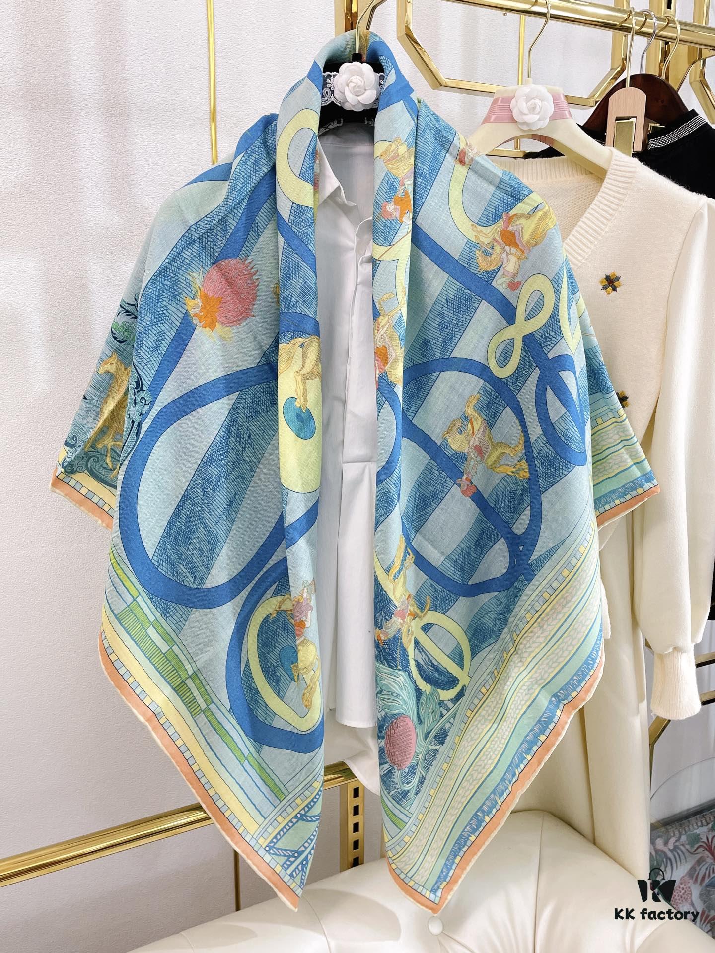 Double-Sided Two-Tone Cashmere Scarf 'You Hui Zhuan Bu and Snake Advance 140' - New Arrival
