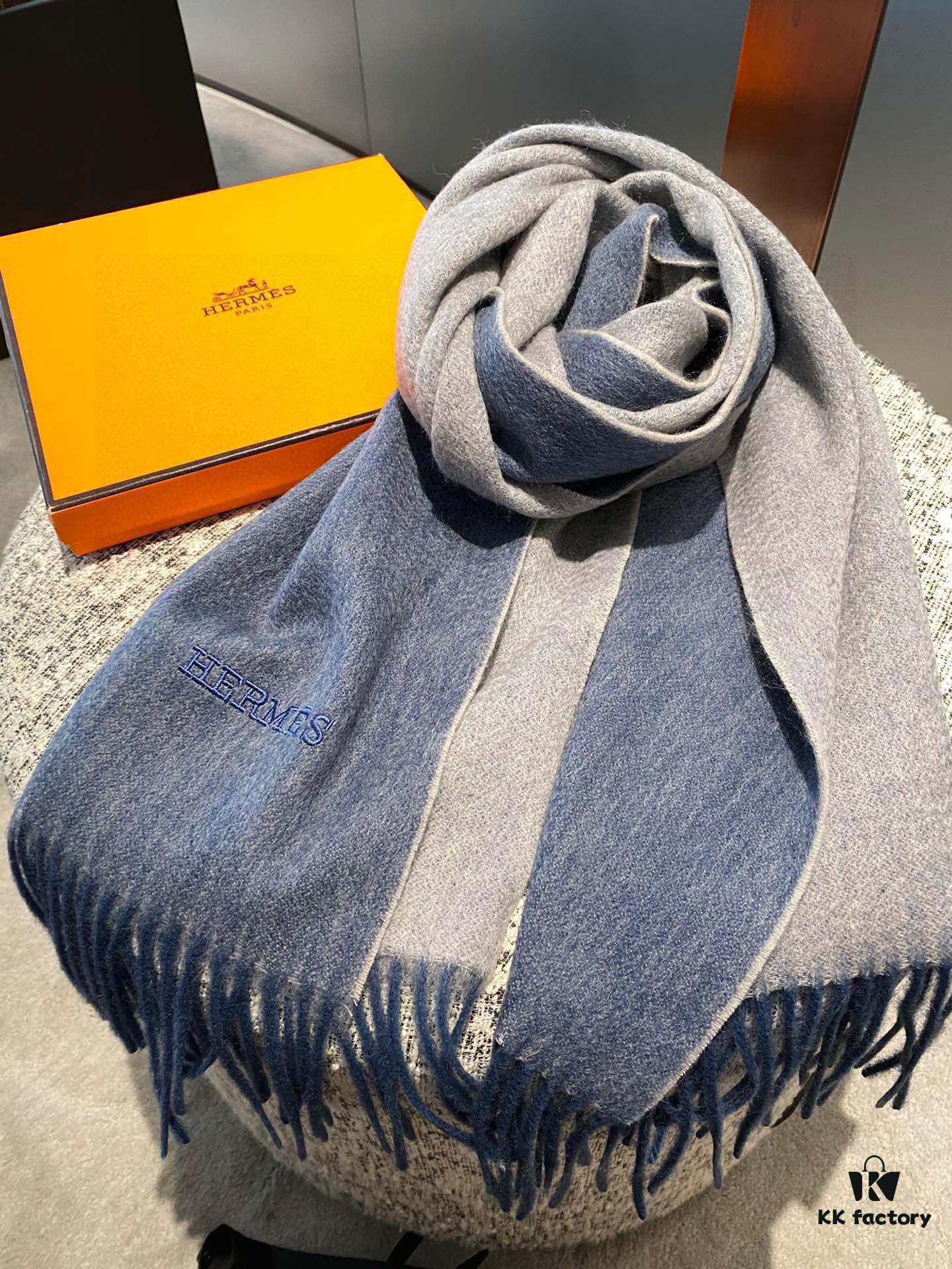 HERMES Scarf, Unisex Cashmere Wrap from 2022 Paris Fashion Show