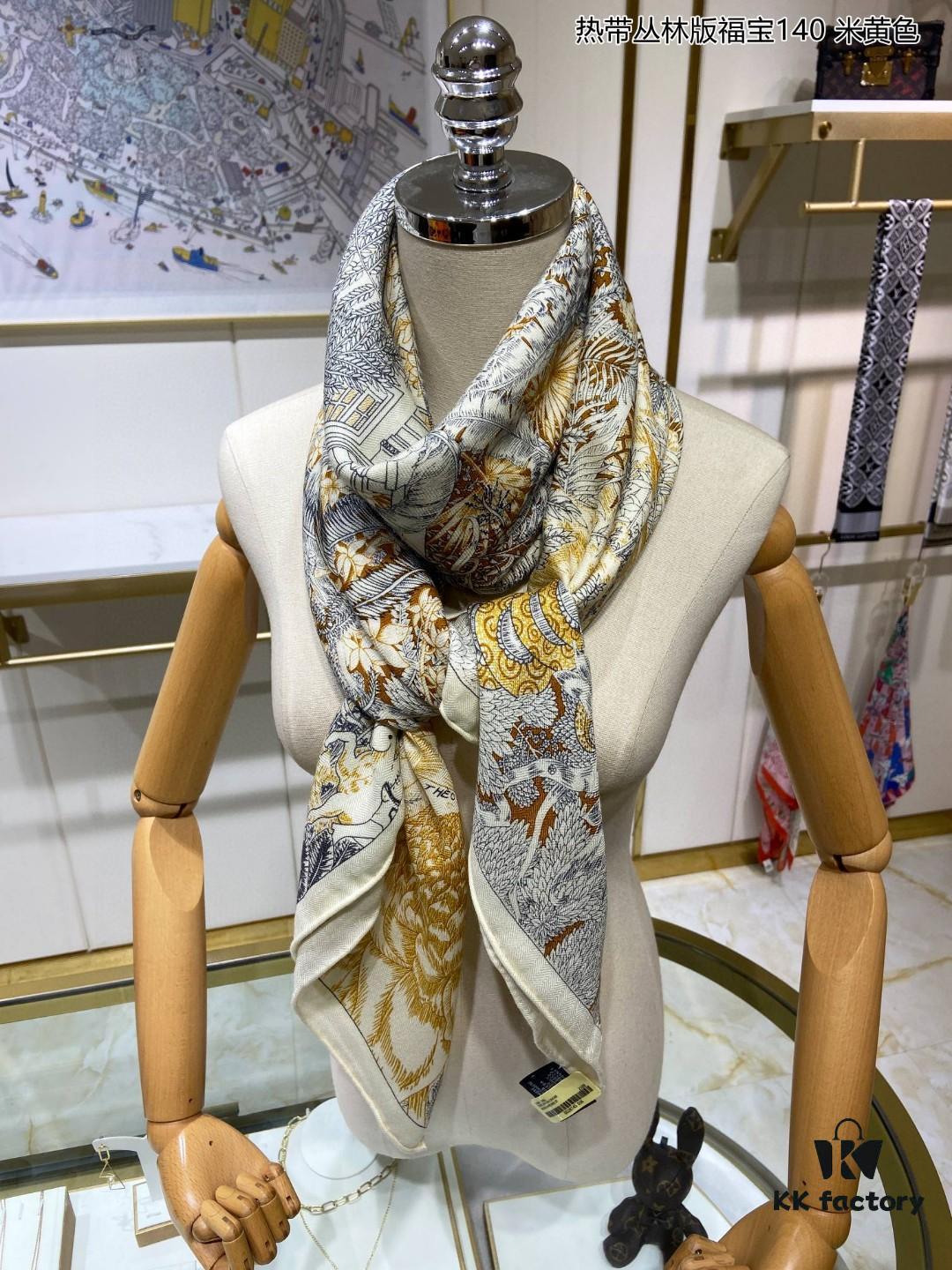 New Cashmere Scarf 🆕👏👏 Everyone Who Buys Says It's Gorgeous‼️ Recommended💕 [Tropical Jungle Edition Fubao 140] Cashmere Square Scarf, Top-Tier Craftsmanship at Exceptional Value‼️ A Bestseller from Hermes Counter 🎁💟 Stunning 3D Pattern with Premium Look and Feel 👍👍 Exquisitely Crafted with Advanced Technology, Spectacularly Launched 🌟 Special High-End Processing Technique 👍‼️ Adored by Elegant, Affluent Women. They Rave Over Its Quality, Style, and Price—Absolutely Unbeatable for Brand Enthusiasts! Superb Value, Truly Worth Owning‼️‼️ Size: 140cm*140cm, 70% Cashmere + 30% Silk
