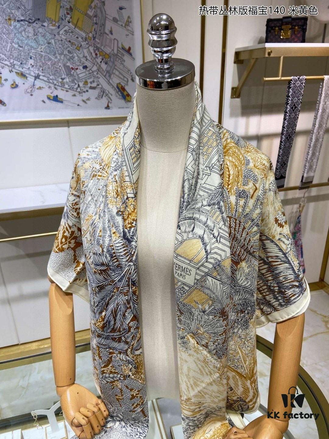 New Cashmere Scarf 🆕👏👏 Everyone Who Buys Says It's Gorgeous‼️ Recommended💕 [Tropical Jungle Edition Fubao 140] Cashmere Square Scarf, Top-Tier Craftsmanship at Exceptional Value‼️ A Bestseller from Hermes Counter 🎁💟 Stunning 3D Pattern with Premium Look and Feel 👍👍 Exquisitely Crafted with Advanced Technology, Spectacularly Launched 🌟 Special High-End Processing Technique 👍‼️ Adored by Elegant, Affluent Women. They Rave Over Its Quality, Style, and Price—Absolutely Unbeatable for Brand Enthusiasts! Superb Value, Truly Worth Owning‼️‼️ Size: 140cm*140cm, 70% Cashmere + 30% Silk