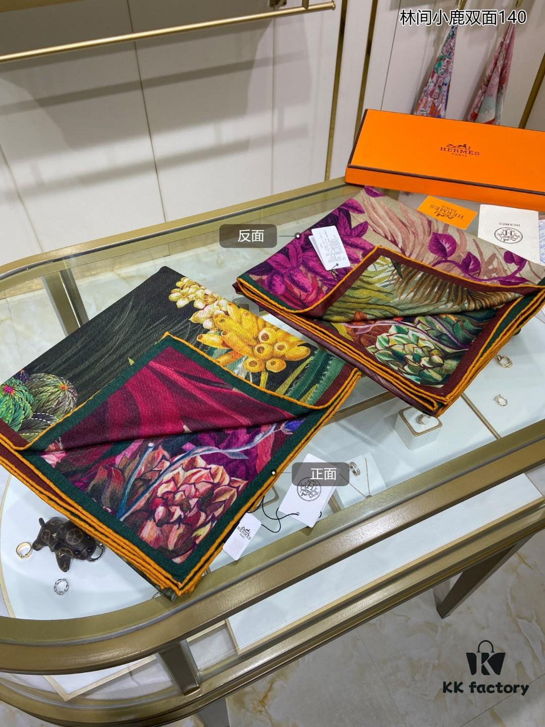 New Cashmere Scarf 🆕🏇🏇 Buyers Rave About the Style! 💕【Colorful Lantern Flower Double-Sided 140】Cashmere Square Scarf, Two-Sided Dual Color Design, Premium Craftsmanship, Exceptional Value! Gift-Worthy Like Hermès 🔖💟