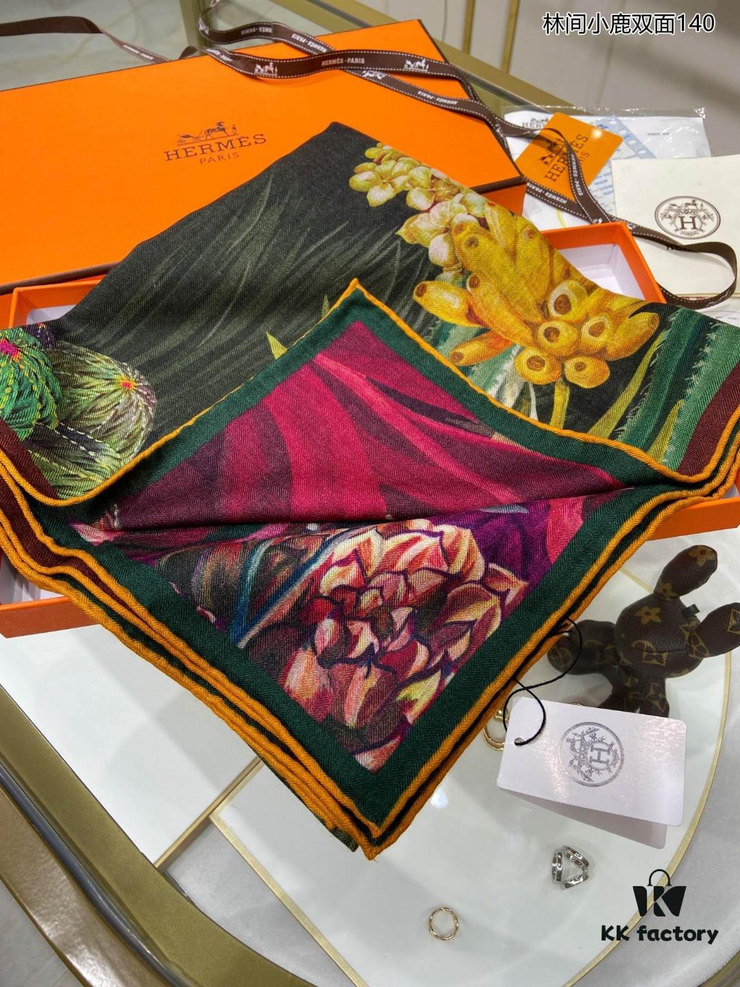 New Cashmere Scarf 🆕🏇🏇 Buyers Rave About the Style! 💕【Colorful Lantern Flower Double-Sided 140】Cashmere Square Scarf, Two-Sided Dual Color Design, Premium Craftsmanship, Exceptional Value! Gift-Worthy Like Hermès 🔖💟