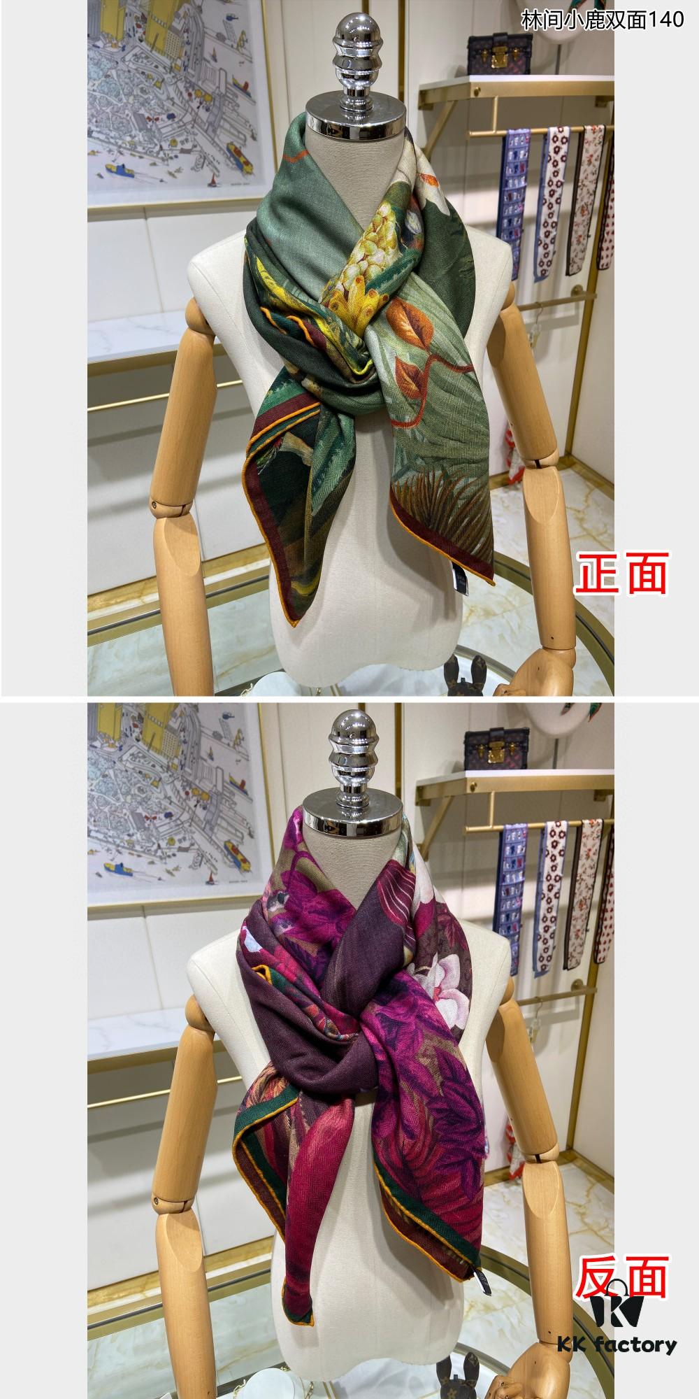 New Cashmere Scarf 🆕🏇🏇 Buyers Rave About the Style! 💕【Colorful Lantern Flower Double-Sided 140】Cashmere Square Scarf, Two-Sided Dual Color Design, Premium Craftsmanship, Exceptional Value! Gift-Worthy Like Hermès 🔖💟
