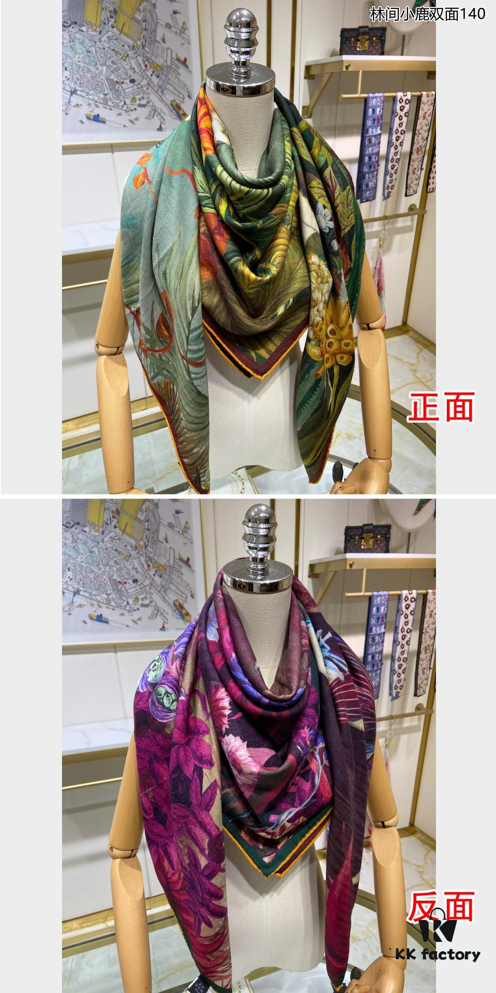New Cashmere Scarf 🆕🏇🏇 Buyers Rave About the Style! 💕【Colorful Lantern Flower Double-Sided 140】Cashmere Square Scarf, Two-Sided Dual Color Design, Premium Craftsmanship, Exceptional Value! Gift-Worthy Like Hermès 🔖💟