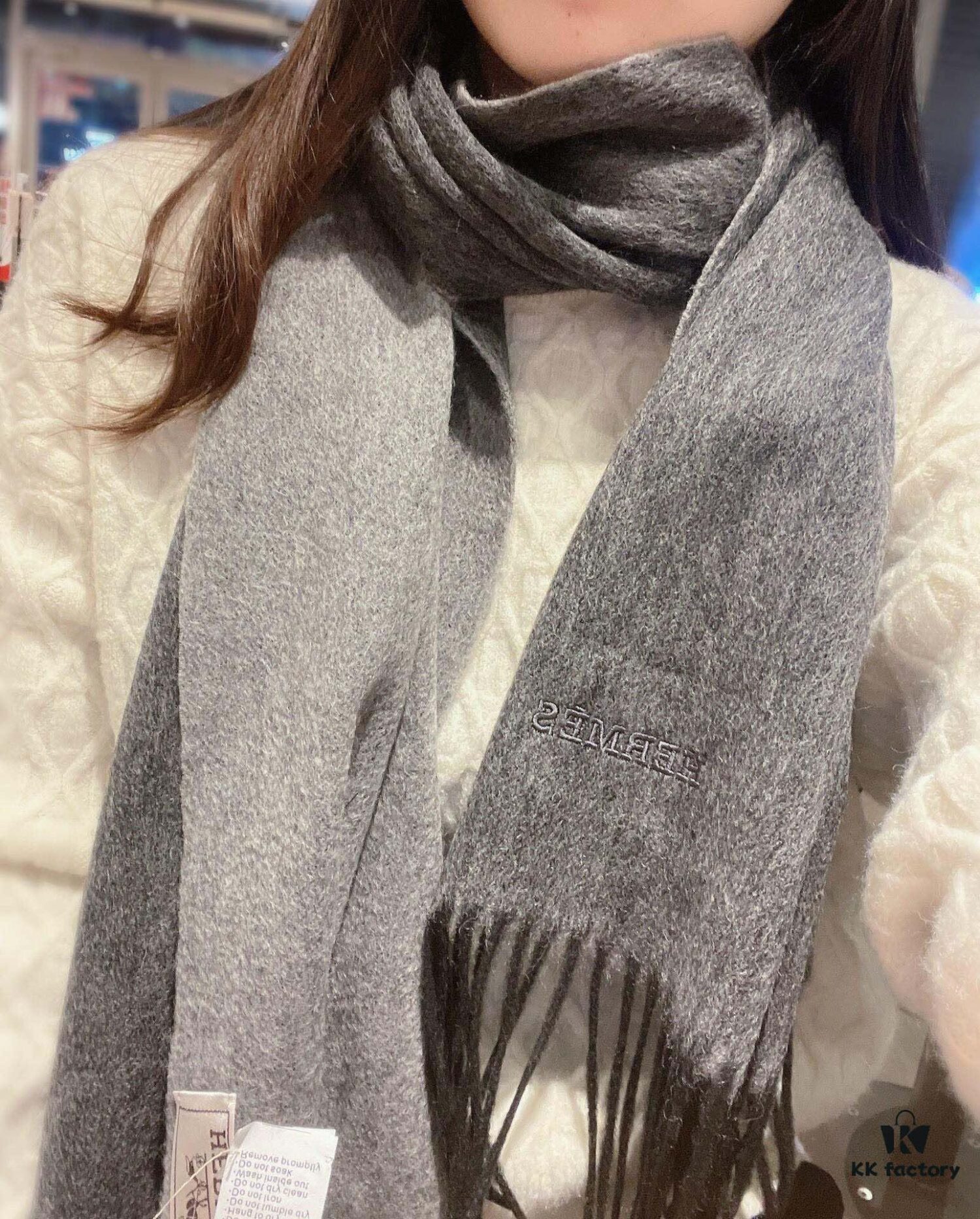 HERMES Scarf, Genuine Cashmere Shawl for Men and Women, Double-Sided Ultrafine Mongolian Cashmere, Handcrafted with Luxurious Softness and Elegant Embossing