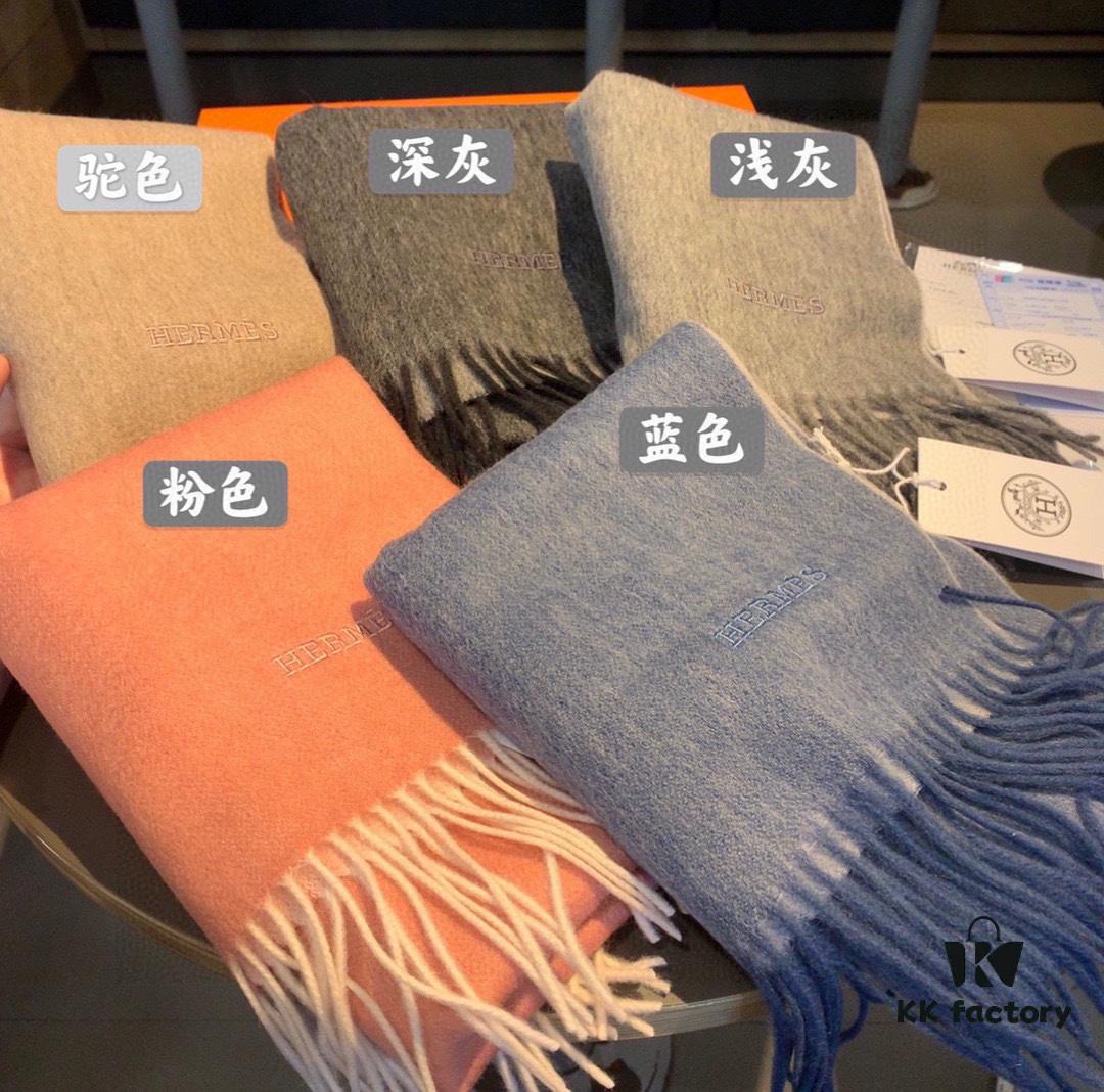 HERMES Scarf, Genuine Cashmere Shawl for Men and Women, Double-Sided Ultrafine Mongolian Cashmere, Handcrafted with Luxurious Softness and Elegant Embossing