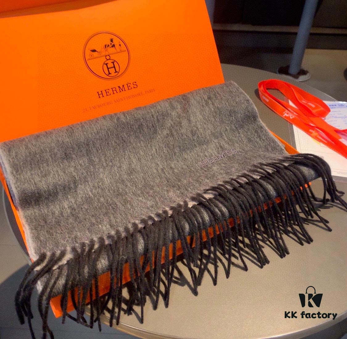 HERMES Scarf, Genuine Cashmere Shawl for Men and Women, Double-Sided Ultrafine Mongolian Cashmere, Handcrafted with Luxurious Softness and Elegant Embossing