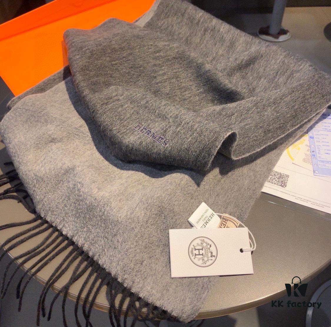 HERMES Scarf, Genuine Cashmere Shawl for Men and Women, Double-Sided Ultrafine Mongolian Cashmere, Handcrafted with Luxurious Softness and Elegant Embossing