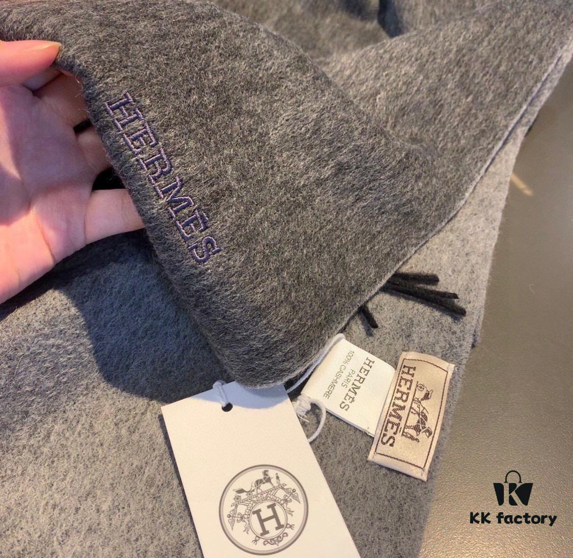 HERMES Scarf, Genuine Cashmere Shawl for Men and Women, Double-Sided Ultrafine Mongolian Cashmere, Handcrafted with Luxurious Softness and Elegant Embossing