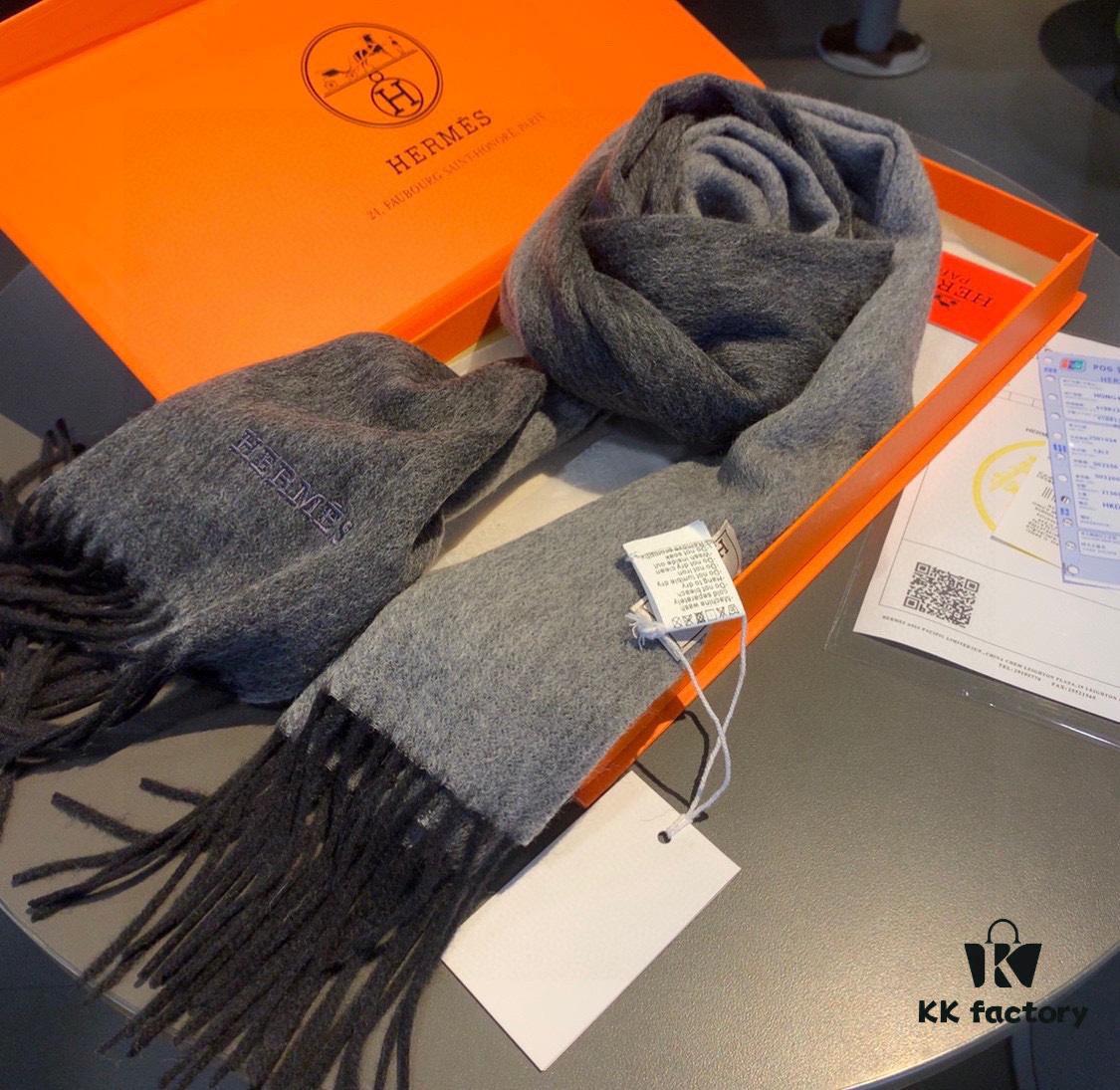 HERMES Scarf, Genuine Cashmere Shawl for Men and Women, Double-Sided Ultrafine Mongolian Cashmere, Handcrafted with Luxurious Softness and Elegant Embossing