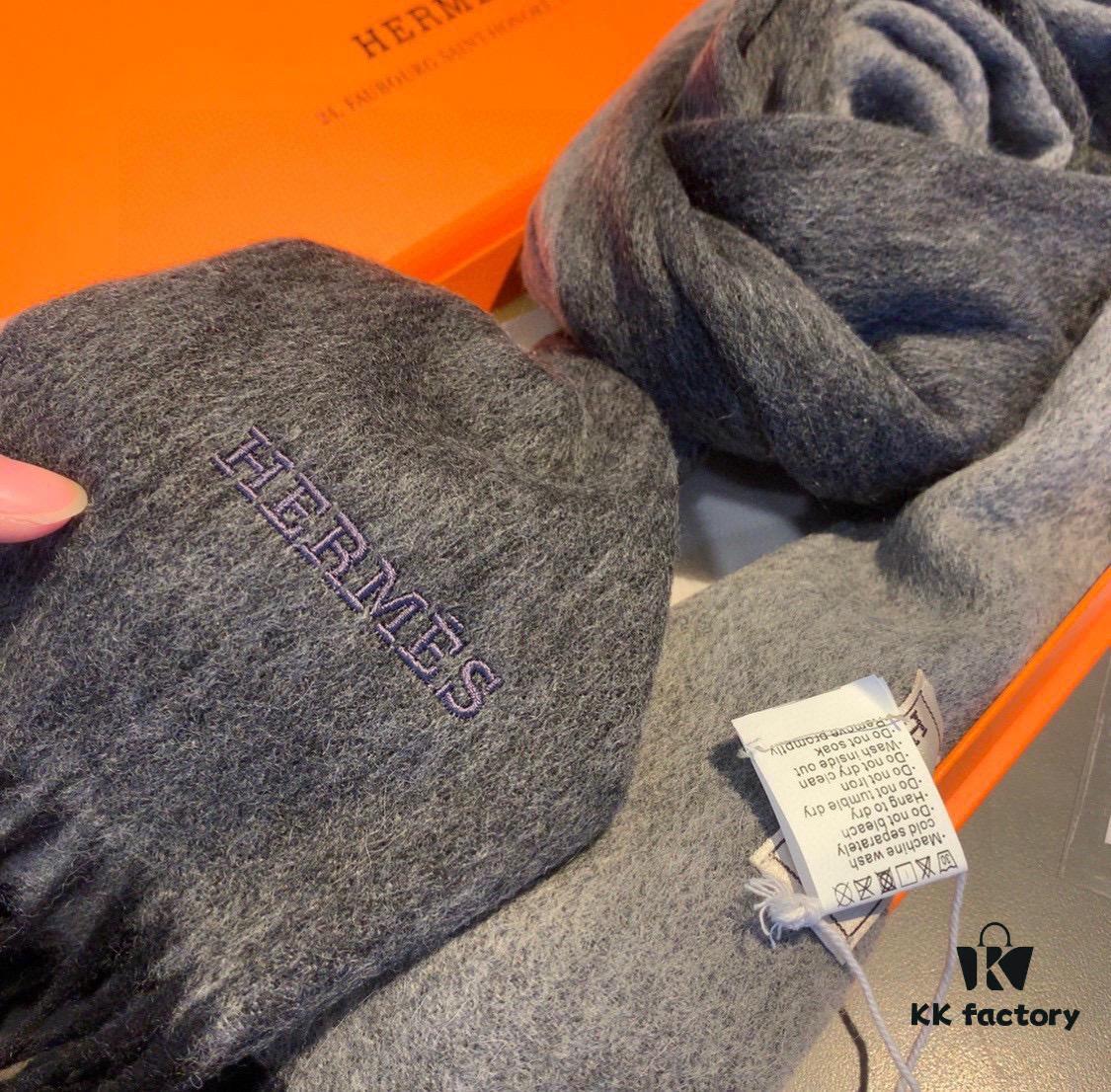 HERMES Scarf, Genuine Cashmere Shawl for Men and Women, Double-Sided Ultrafine Mongolian Cashmere, Handcrafted with Luxurious Softness and Elegant Embossing